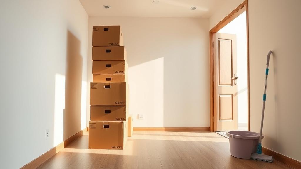 Moving boxes and keys in an empty condo unit