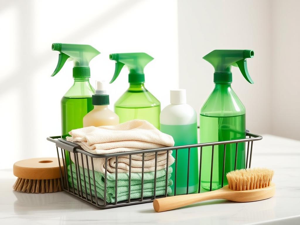 Caddy of eco-friendly cleaning supplies